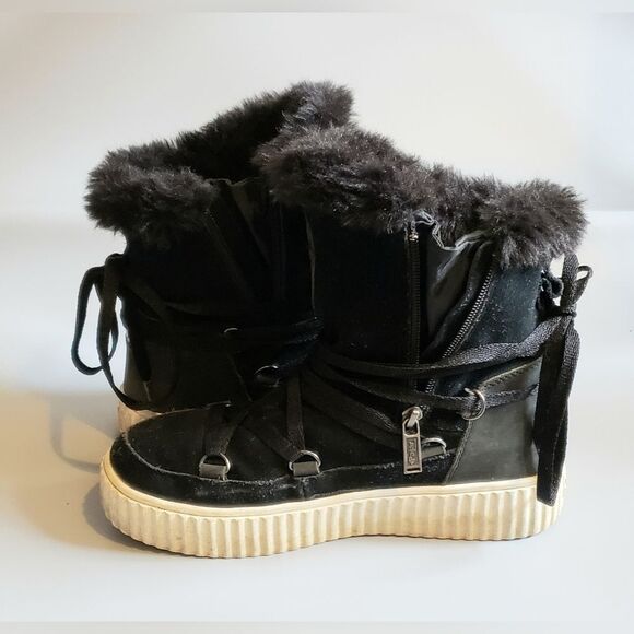 Pajar Women's Short Black Leather Winter Boots Size 37 - Picture 6 of 14